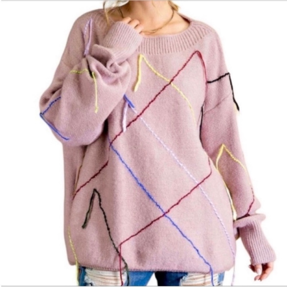 EASEL Jojo Loose Thread Sweater L pink